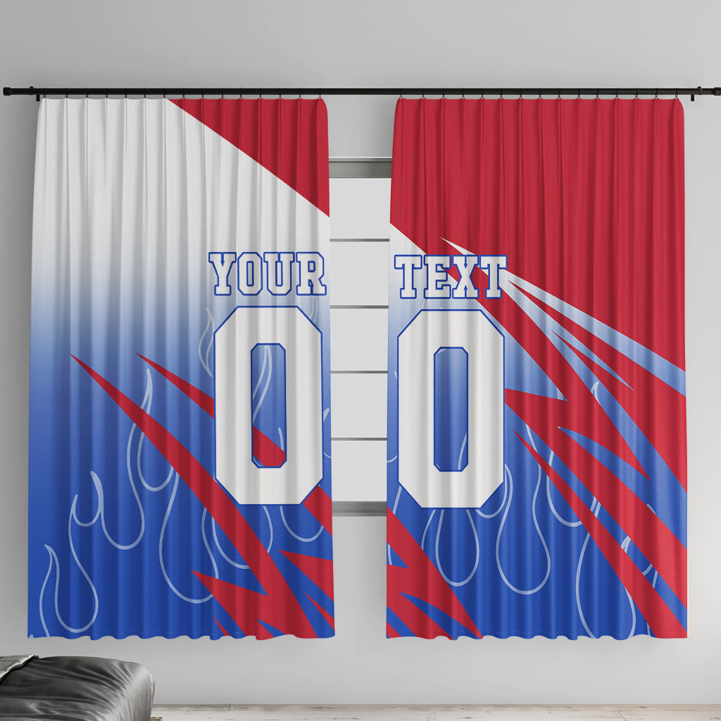 Personalized England Football Window Curtain Dynamic Lion Athlete Red Blue Flame