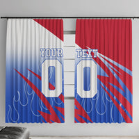 Personalized England Football Window Curtain Dynamic Lion Athlete Red Blue Flame