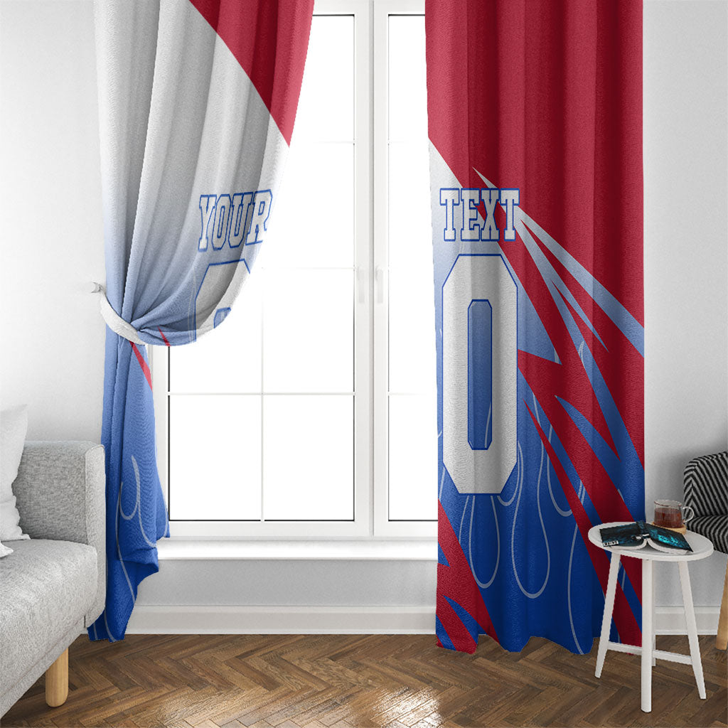 Personalized England Football Window Curtain Dynamic Lion Athlete Red Blue Flame