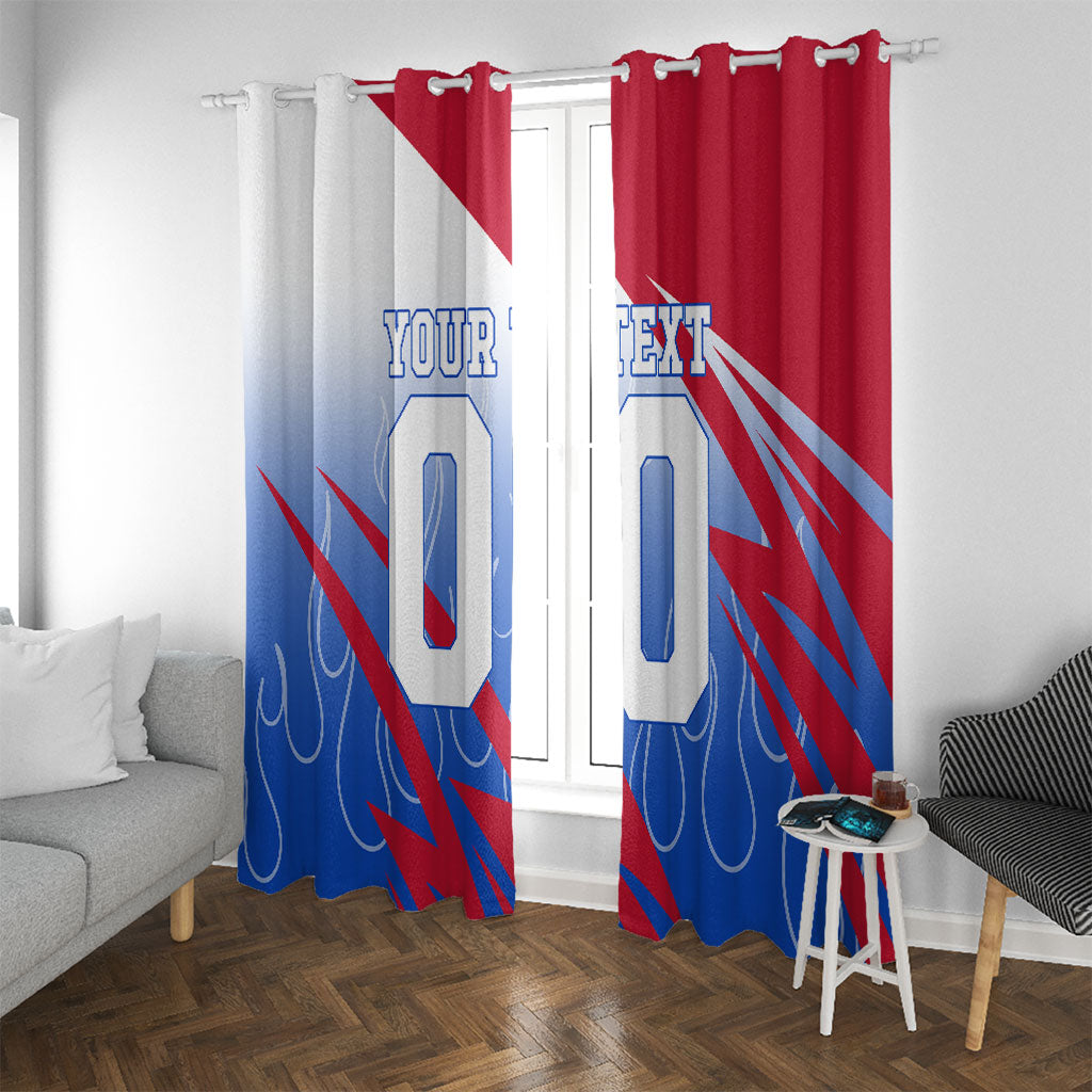 Personalized England Football Window Curtain Dynamic Lion Athlete Red Blue Flame