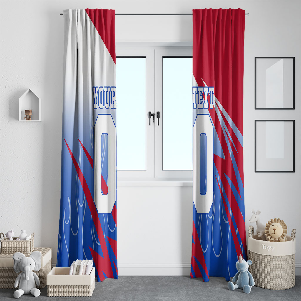 Personalized England Football Window Curtain Dynamic Lion Athlete Red Blue Flame