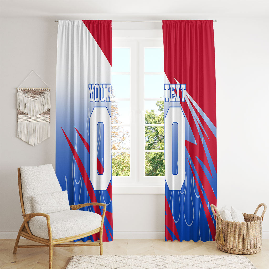 Personalized England Football Window Curtain Dynamic Lion Athlete Red Blue Flame