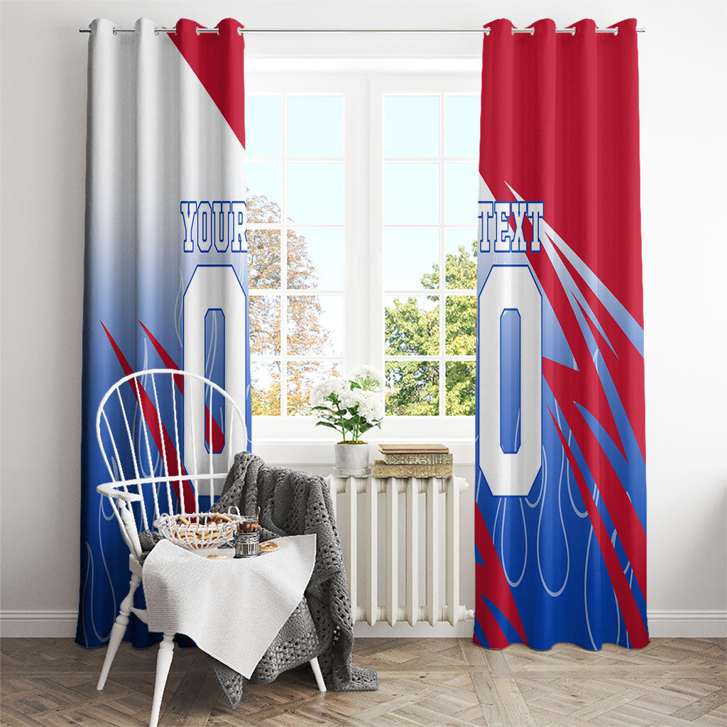 Personalized England Football Window Curtain Dynamic Lion Athlete Red Blue Flame