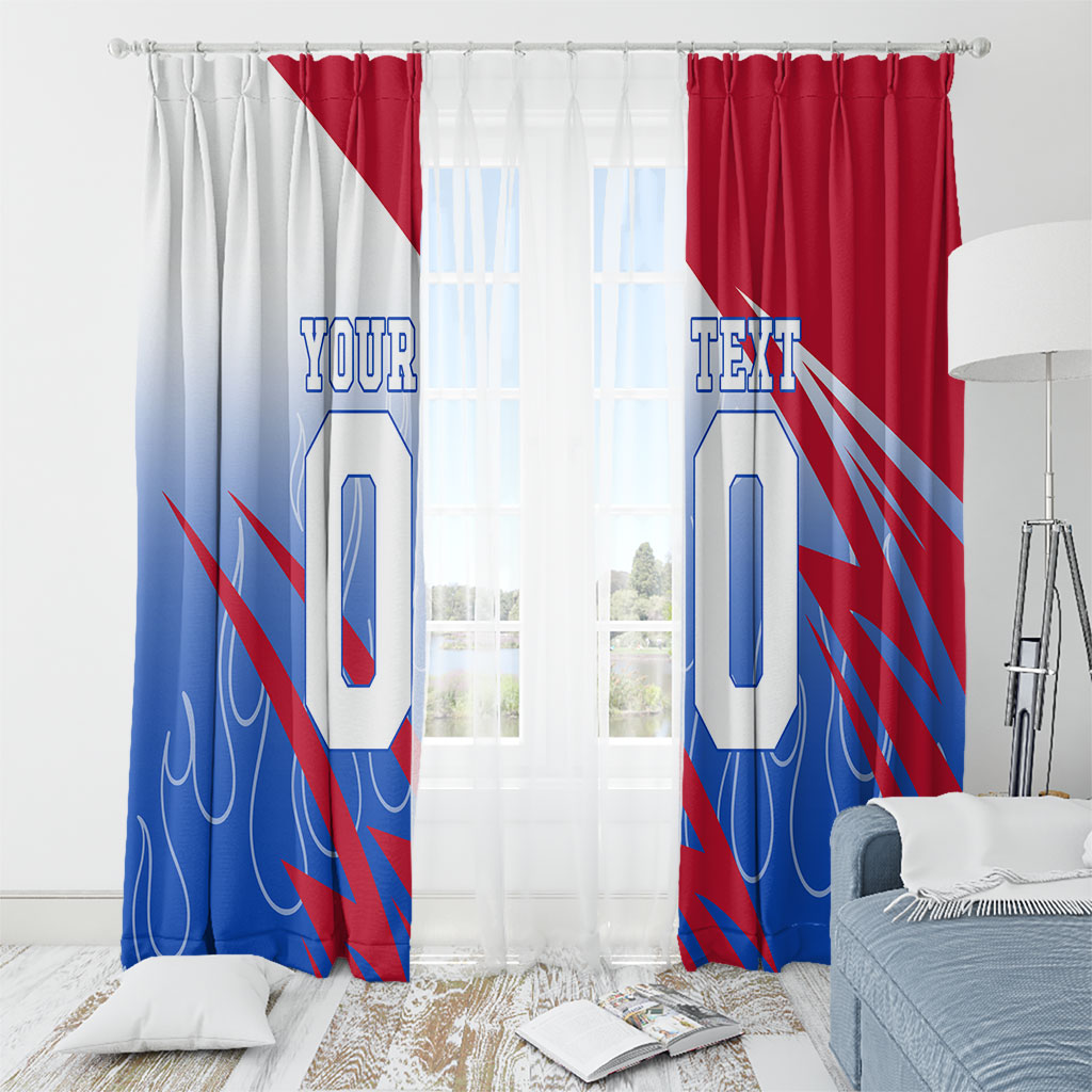 Personalized England Football Window Curtain Dynamic Lion Athlete Red Blue Flame