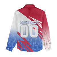 Personalized England Football Women Casual Shirt Dynamic Lion Athlete Red Blue Flame