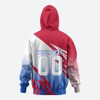 Personalized England Football Zip Hoodie Dynamic Lion Athlete Red Blue Flame