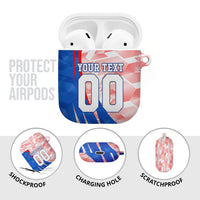 Personalized England Football AirPods Case Powerful Lion Kicking Ball Red Blue Chevron Zigzag