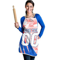 Personalized England Football Apron Powerful Lion Kicking Ball Red Blue Chevron Zigzag