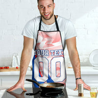 Personalized England Football Apron Powerful Lion Kicking Ball Red Blue Chevron Zigzag