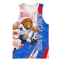 Personalized England Football Basketball Jersey Powerful Lion Kicking Ball Red Blue Chevron Zigzag