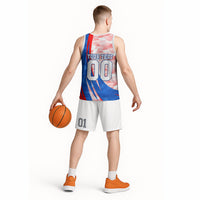 Personalized England Football Basketball Jersey Powerful Lion Kicking Ball Red Blue Chevron Zigzag