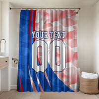 Personalized England Football Bathroom Set Powerful Lion Kicking Ball Red Blue Chevron Zigzag