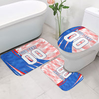 Personalized England Football Bathroom Set Powerful Lion Kicking Ball Red Blue Chevron Zigzag