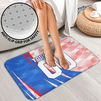 Personalized England Football Bathroom Set Powerful Lion Kicking Ball Red Blue Chevron Zigzag