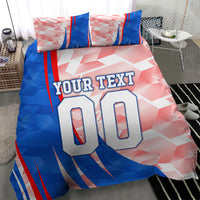 Personalized England Football Bedding Set Powerful Lion Kicking Ball Red Blue Chevron Zigzag