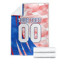 Personalized England Football Blanket Powerful Lion Kicking Ball Red Blue Chevron Zigzag