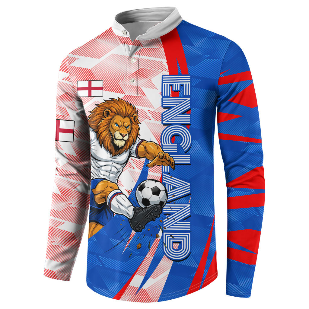 Personalized England Football Button Sweatshirt Powerful Lion Kicking Ball Red Blue Chevron Zigzag