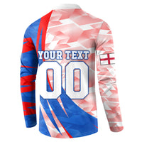 Personalized England Football Button Sweatshirt Powerful Lion Kicking Ball Red Blue Chevron Zigzag