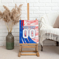 Personalized England Football Canvas Wall Art Powerful Lion Kicking Ball Red Blue Chevron Zigzag