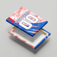 Personalized England Football Canvas Wall Art Powerful Lion Kicking Ball Red Blue Chevron Zigzag