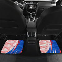 Personalized England Football Car Mats Powerful Lion Kicking Ball Red Blue Chevron Zigzag
