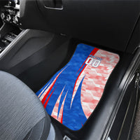 Personalized England Football Car Mats Powerful Lion Kicking Ball Red Blue Chevron Zigzag
