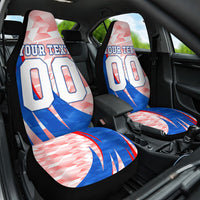 Personalized England Football Car Seat Cover Powerful Lion Kicking Ball Red Blue Chevron Zigzag