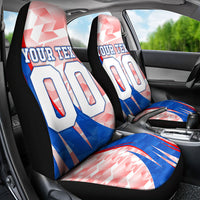 Personalized England Football Car Seat Cover Powerful Lion Kicking Ball Red Blue Chevron Zigzag