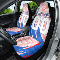 Personalized England Football Car Seat Cover Powerful Lion Kicking Ball Red Blue Chevron Zigzag