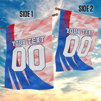 Personalized England Football Garden Flag Powerful Lion Kicking Ball Red Blue Chevron Zigzag