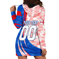 Personalized England Football Hoodie Dress Powerful Lion Kicking Ball Red Blue Chevron Zigzag