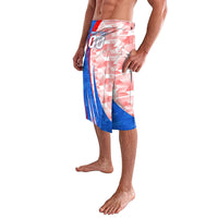 Personalized England Football Lavalava Powerful Lion Kicking Ball Red Blue Chevron Zigzag