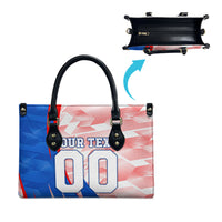 Personalized England Football Leather Bag Powerful Lion Kicking Ball Red Blue Chevron Zigzag
