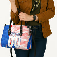 Personalized England Football Leather Bag Powerful Lion Kicking Ball Red Blue Chevron Zigzag