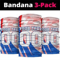 Personalized England Football Neck Gaiter Powerful Lion Kicking Ball Red Blue Chevron Zigzag