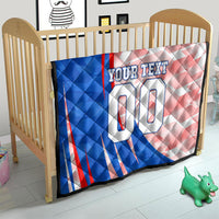 Personalized England Football Quilt Powerful Lion Kicking Ball Red Blue Chevron Zigzag