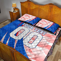 Personalized England Football Quilt Bed Set Powerful Lion Kicking Ball Red Blue Chevron Zigzag