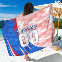 Personalized England Football Sarong Powerful Lion Kicking Ball Red Blue Chevron Zigzag