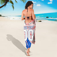 Personalized England Football Sarong Powerful Lion Kicking Ball Red Blue Chevron Zigzag