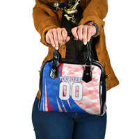 Personalized England Football Shoulder Handbag Powerful Lion Kicking Ball Red Blue Chevron Zigzag