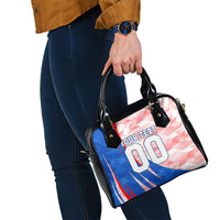 Personalized England Football Shoulder Handbag Powerful Lion Kicking Ball Red Blue Chevron Zigzag