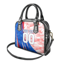 Personalized England Football Shoulder Handbag Powerful Lion Kicking Ball Red Blue Chevron Zigzag