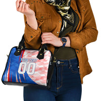 Personalized England Football Shoulder Handbag Powerful Lion Kicking Ball Red Blue Chevron Zigzag