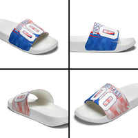 Personalized England Football Slide Sandals Powerful Lion Kicking Ball Red Blue Chevron Zigzag