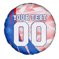 Personalized England Football Spare Tire Cover Powerful Lion Kicking Ball Red Blue Chevron Zigzag
