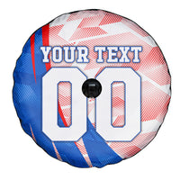 Personalized England Football Spare Tire Cover Powerful Lion Kicking Ball Red Blue Chevron Zigzag