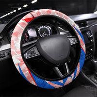 England Football Steering Wheel Cover Powerful Lion Kicking Ball Red Blue Chevron Zigzag