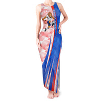 Personalized England Football Tank Maxi Dress Powerful Lion Kicking Ball Red Blue Chevron Zigzag