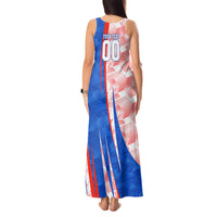 Personalized England Football Tank Maxi Dress Powerful Lion Kicking Ball Red Blue Chevron Zigzag