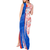 Personalized England Football Tank Maxi Dress Powerful Lion Kicking Ball Red Blue Chevron Zigzag